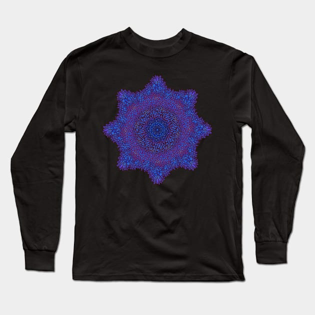 Blue Mandala made with oval shapes Long Sleeve T-Shirt by DaveDanchuk